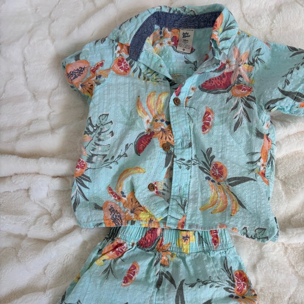 Baby B'gosh Tropical Fruit Button Down Shorts Set 18 Months